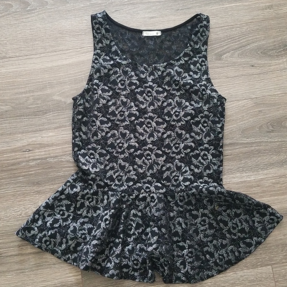 Lace Silver and Black Top